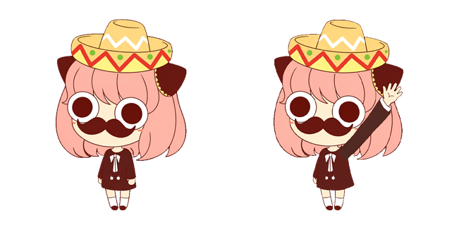 Spy x Family Anya Forger Funny Mustache Sombrero Cursor