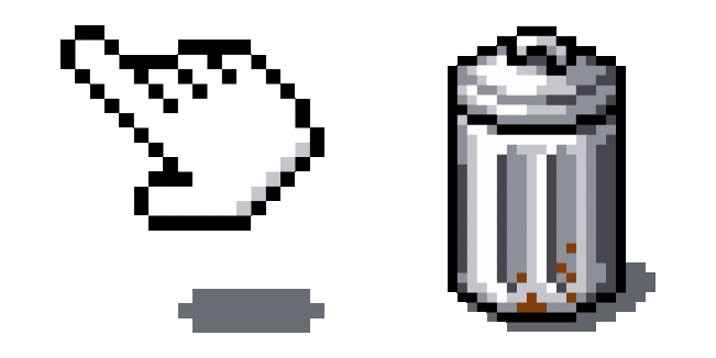 Pixel Trash Can & Pointing Hand Animated Cursor