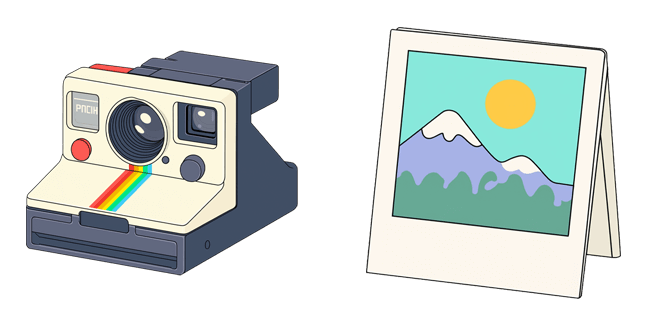 Vintage Polaroid Camera & Photo Snapshot Cursor