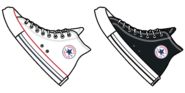 White & Black Converse Chuck Taylor Cursor