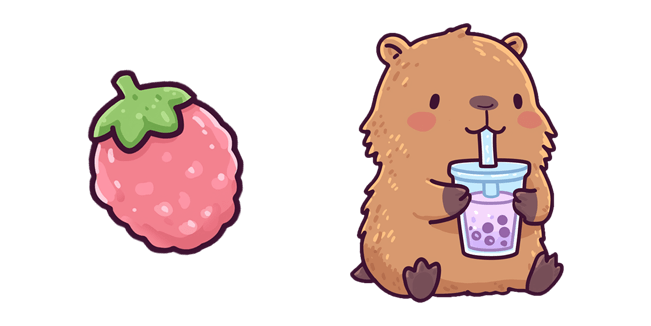 Cute Capybara & Strawberry Cursor