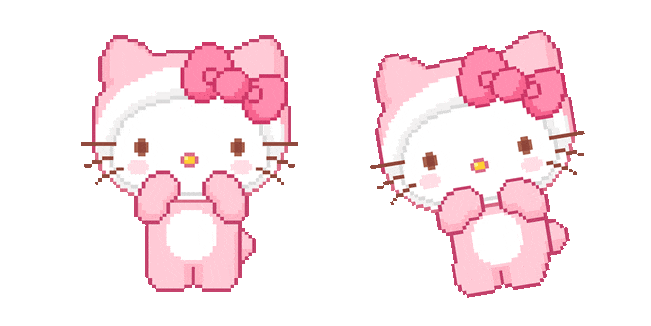 Hello Kitty & Hearts Pixel Animated Cursor