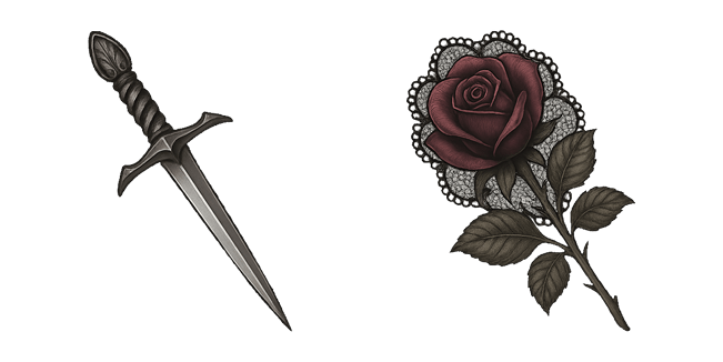 Dagger & Dark Rose Halloween Cursor