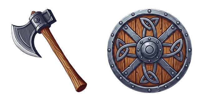 Viking Battle Axe & Round Shield Cursor