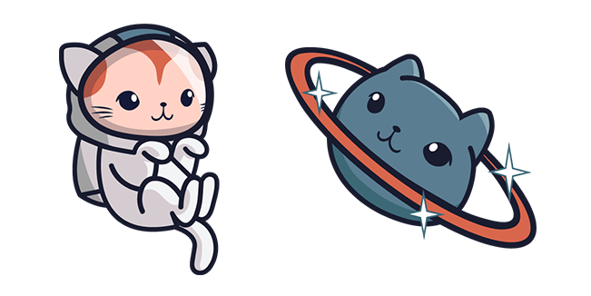 Kawaii Astro Cat & Planet Cursor