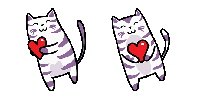 Cute Cat with Love Heart Animated Cursor