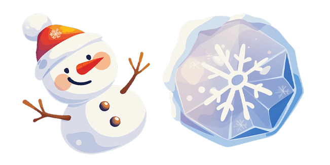 Happy Christmas Snowman & Frozen Snowflake Cursor