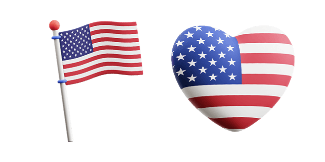 American Flag & American Flag Heart 3D Cursor