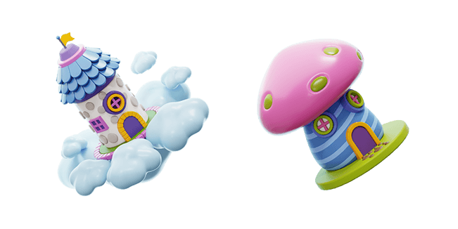 Castle in the Clouds & Mushroom House 3D Cursor