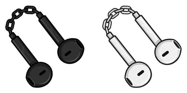 Black & White AirPods Nunchucks Cursor