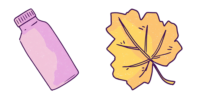 Purple Bottle & Yellow Maple Leaf Pastel Cursor