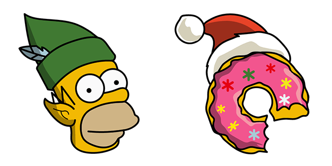 The Simpsons Christmas Homer Elf & Donut Cursor