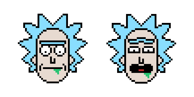 Rick and Morty Rick Head Pixel Animated Cursor