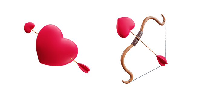 Red Heart & Cupid Arrow 3D Cursor