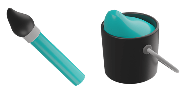 Turquoise Paint & Bucket 3D Cursor