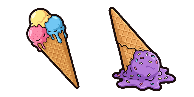 Melting & Dropped Ice Cream Animated Cursor