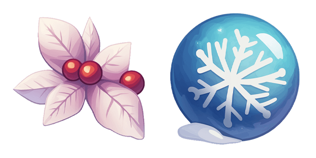 White Mistletoe & Blue Christmas Ornament Cursor