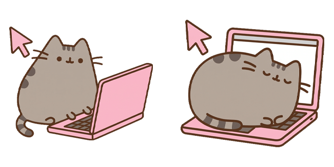 Pusheen the Cat with Laptop Cursor