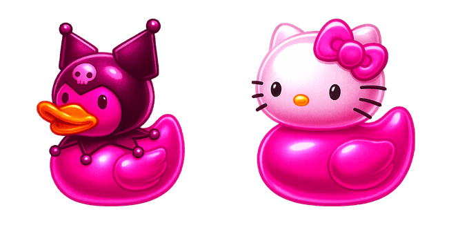 Kuromi & Hello Kitty Pink Rubber Duck Cursor
