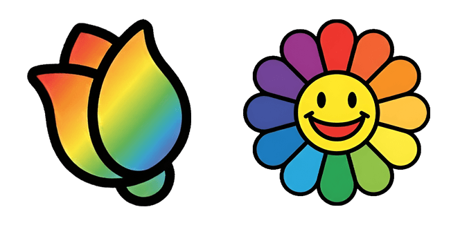 Rainbow Flower Bud & Smiling Sunflower Cursor