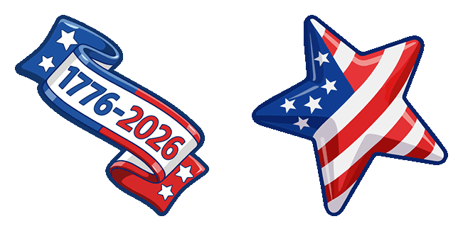 USA Independence Day Ribbon & American Flag Star Animated Cursor