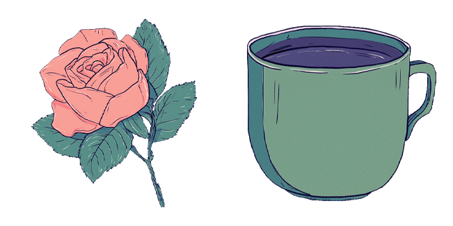 Rose Flower & Tea Cup Cursor