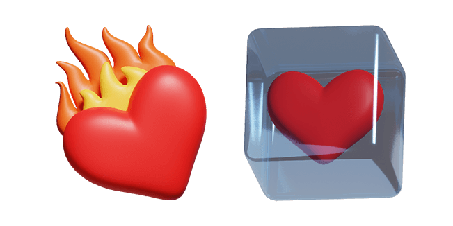 Burning Heart & Ice Heart 3D Cursor