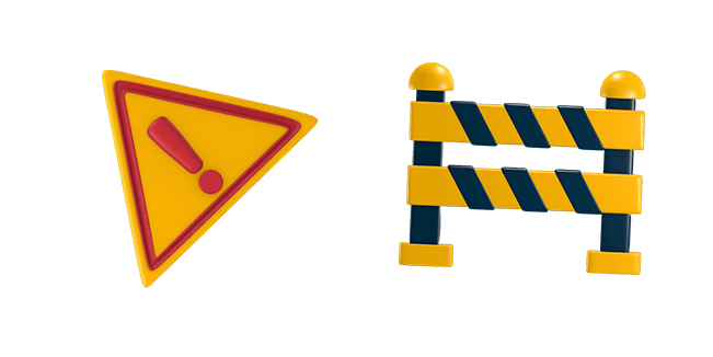 Warning Sign & Safety Barrier 3D Cursor