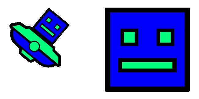 Geometry Dash Blue Cube 2 & UFO 2 Animated Cursor