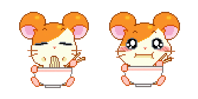 Hamtaro Eat Noodles Pixel Animated Cursor