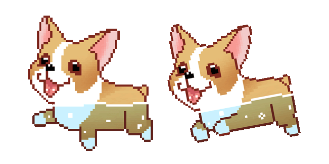 Cute Dog in Water Pixel Animated Cursor