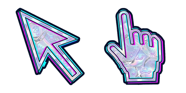 Chrome Holographic Arrow & Hand Cursor