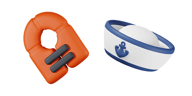 Orange Safety Vest & Sailor Hat 3D Cursor