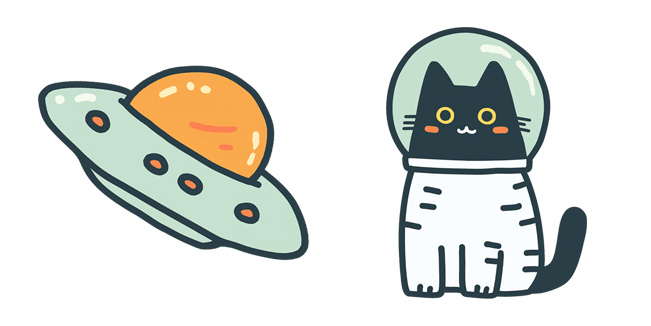 Space Astronaut Cat & Ufo Spaceship Cursor