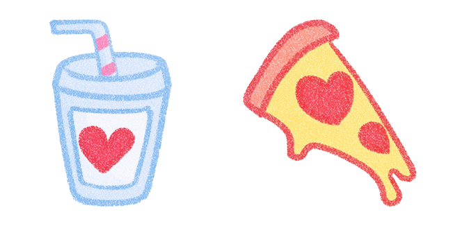 Kawaii Heart Soda Cup & Pizza Slice Cursor