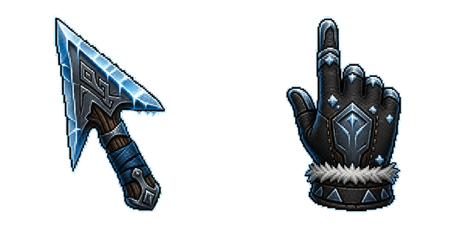 Ice Axe-Arrow Pixel Cursor