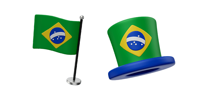 Brazilian Flag & Brazilian Hat 3D Cursor