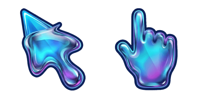Liquid Chrome Blue Arrow & Hand Cursor