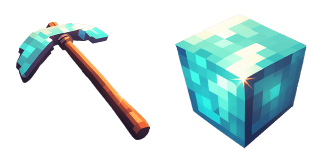 Glowing Pixel Pickaxe & Pixel Cube Cursor