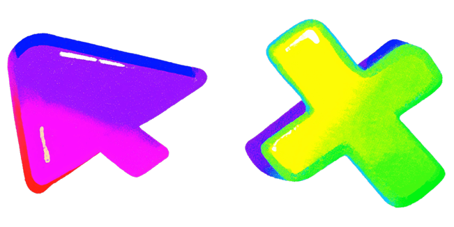 Neon Rainbow Glossy Arrow & Cross Cursor
