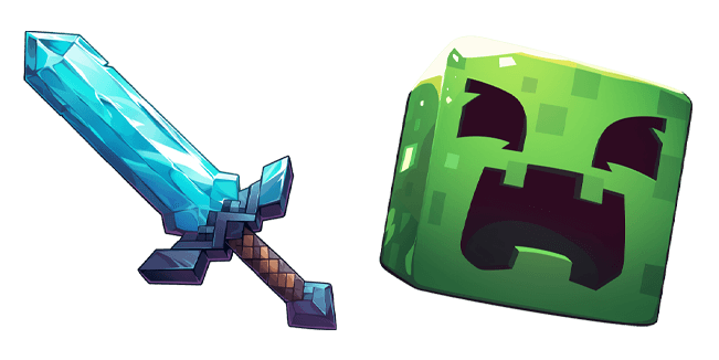 Minecraft Diamond Sword & Creeper Head Cursor