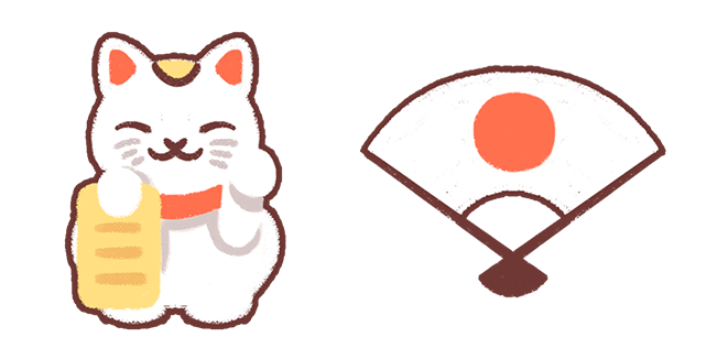 Japanese Aesthetic Fan & Lucky Cat Cursor