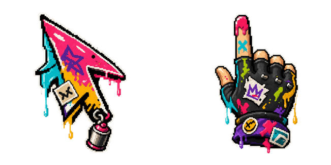Graffiti Paint Arrow & Hand Pixel Cursor