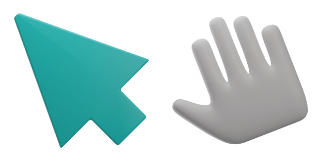 Turquoise Arrow & White Hand 3D Cursor