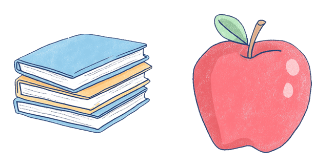 Books and Red Apple Cursor