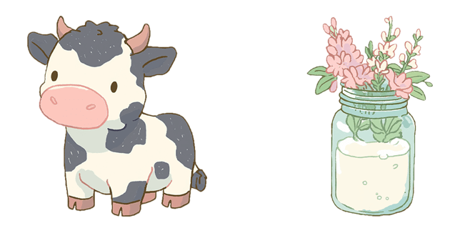 Cute Cow & Jar Bouquet Cursor
