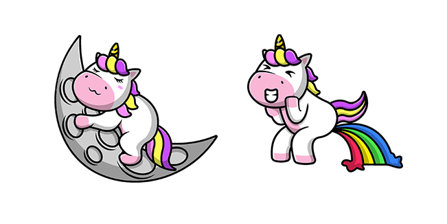 Unicorn Sleeping on Moon & Pooping Rainbow Cursor