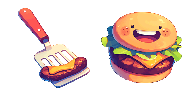 Spatula & Kawaii Burger Animated Cursor