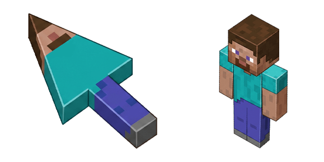 Minecraft Steve 3D Character & Arrow Cursor
