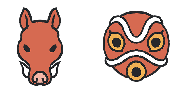 Princess Mononoke Okkoto & San Mask Cursor